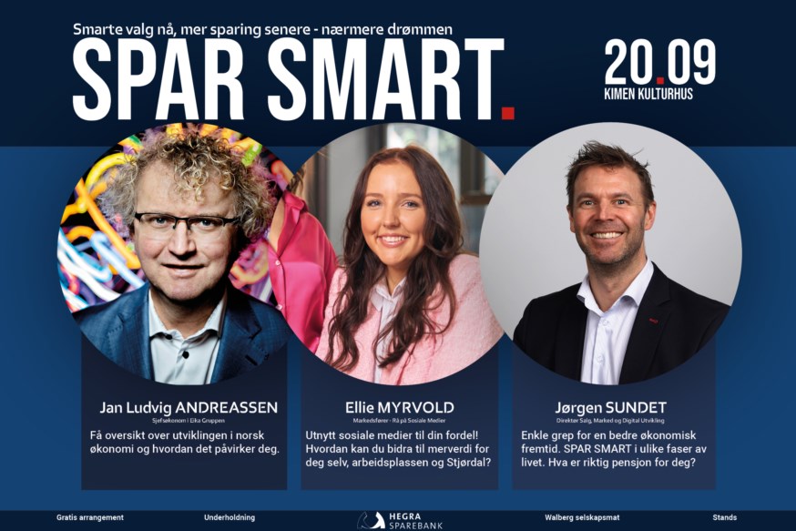 Plakat av SPAR SMART temakveld arrangert av Hegra Sparebank